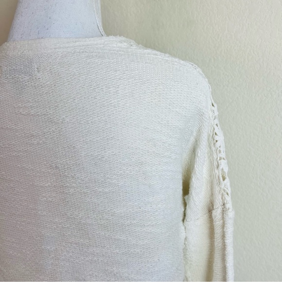 Zara Trafaluc Cream Knit Lace & Studded Long Sleeve Sweater Blouse - Picture 5 of 6